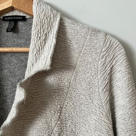 Eileen Fisher Gray Textured Knit Lightweight Cardigan Sweater Women's Size M - Picture 4 of 7